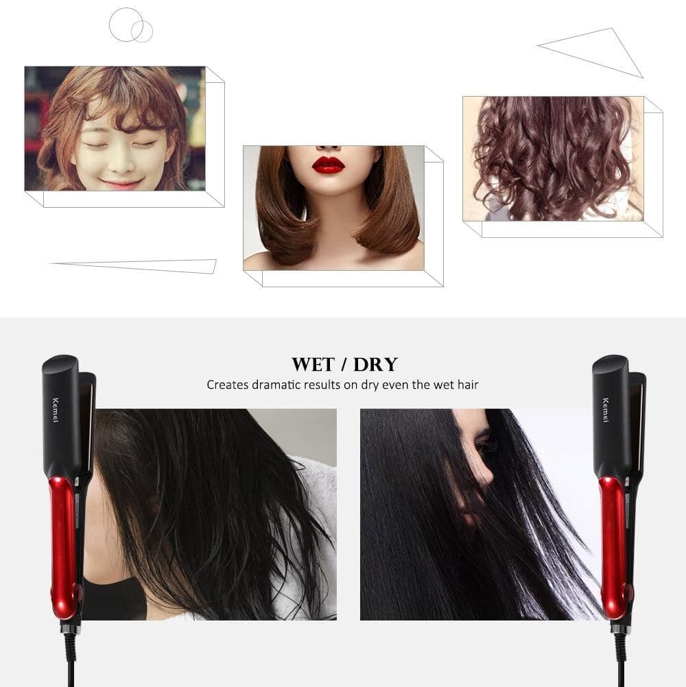 Kemei Wet/Dry Ceramic Professional Hair Straightener Electric Flat Iron Styling Tool Fast Heating