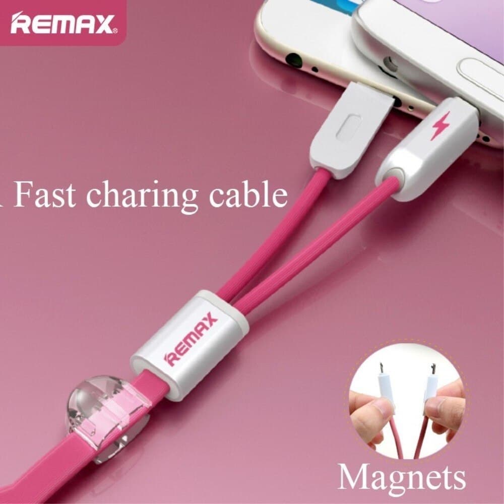 Remax At The Same Time Fast Charging 2 In 1 USB Cable Magnetic Charging High Quality