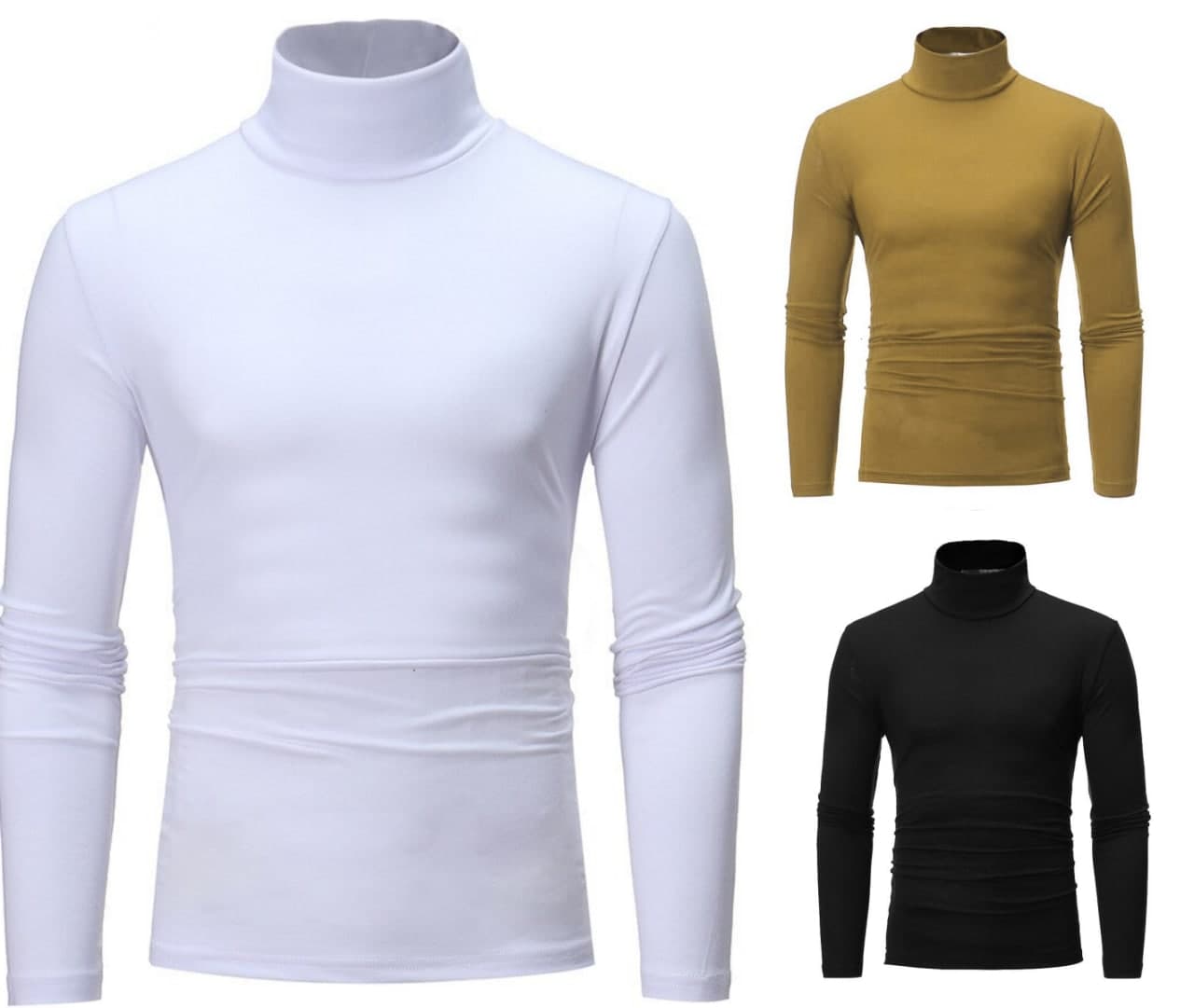 Pack Of Three Womens Winter Warm Long Sleeve Fleece High Neck Pullover Top
