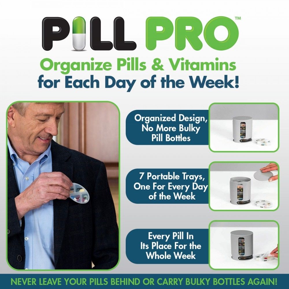 Pro Pill Box 7 Days Medicine Container Round Case Dispenser