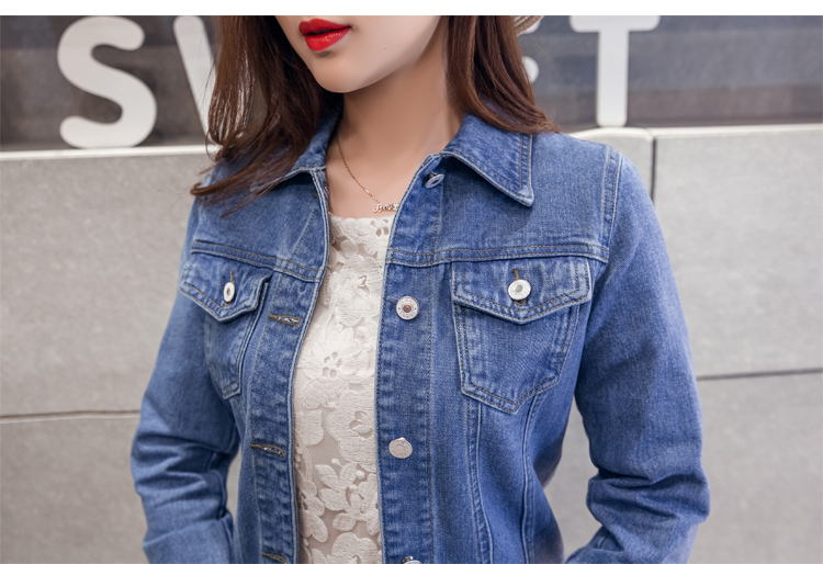 Spring Autumn Women Clothing Cowboy Solid Denim Jacket