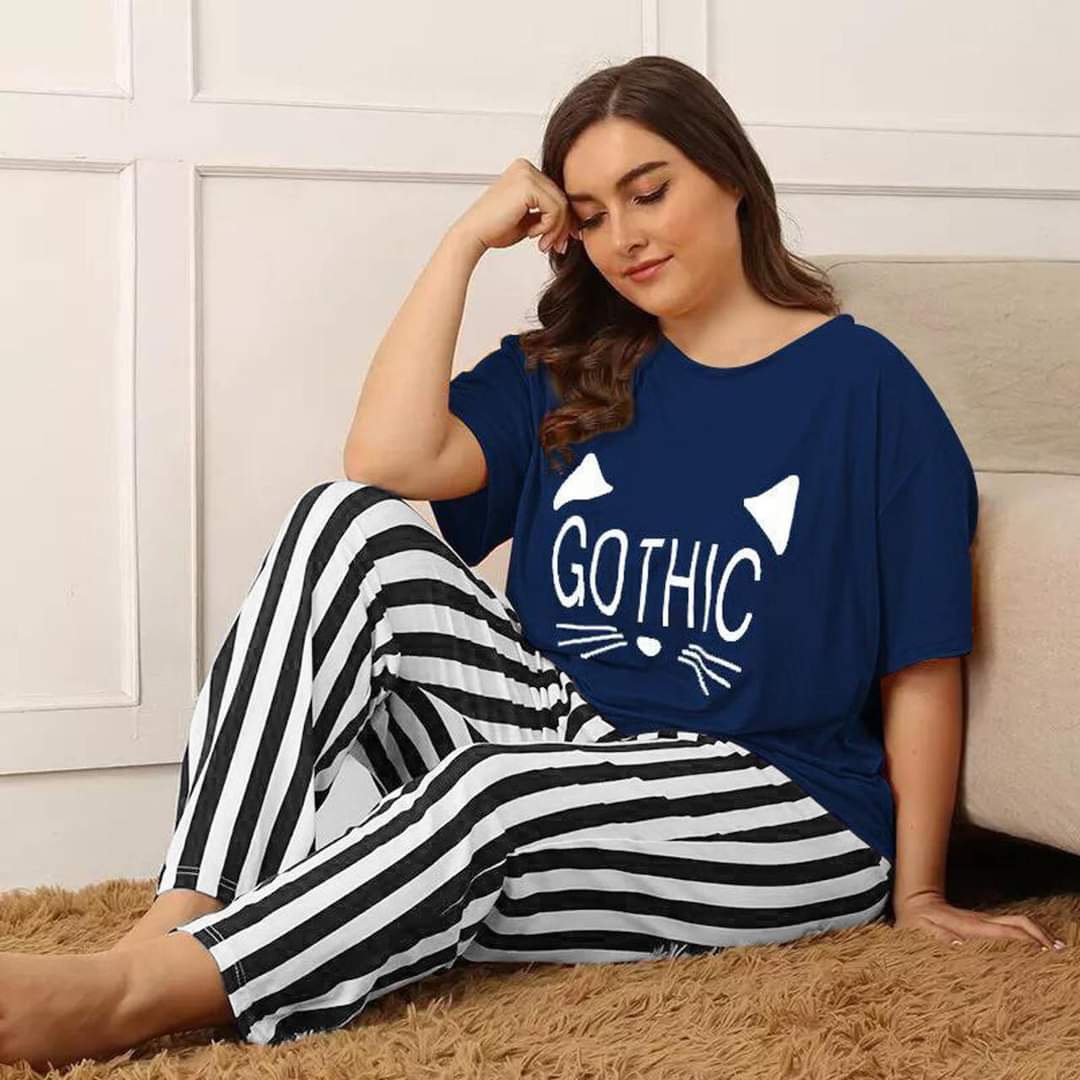 Women Pajama & Shirt Set Printed Nightwear 2PCS Short Sleeve Loungewear