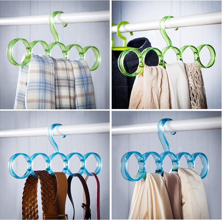 Eco-Friendly Five Hole Ring Rope Slots Holder Scarf Shawl Storage Hanger