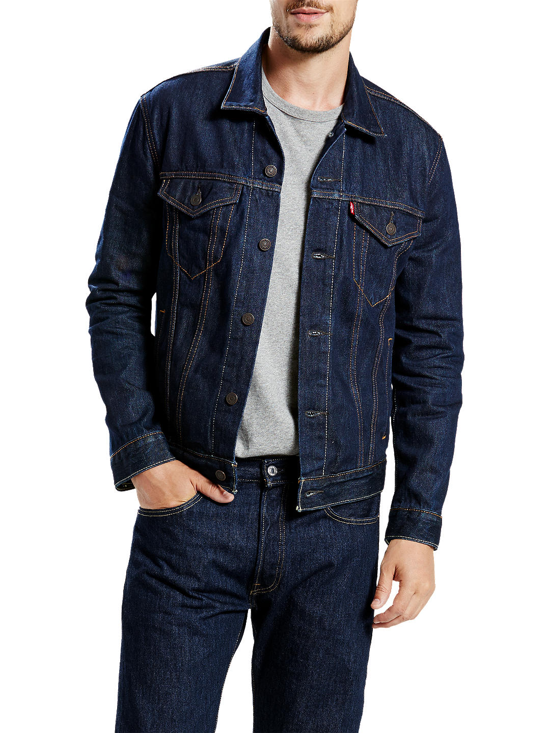 Men Jean Jackets Dark Blue Turn Down Collar Denim Jacket Fashion Outwear