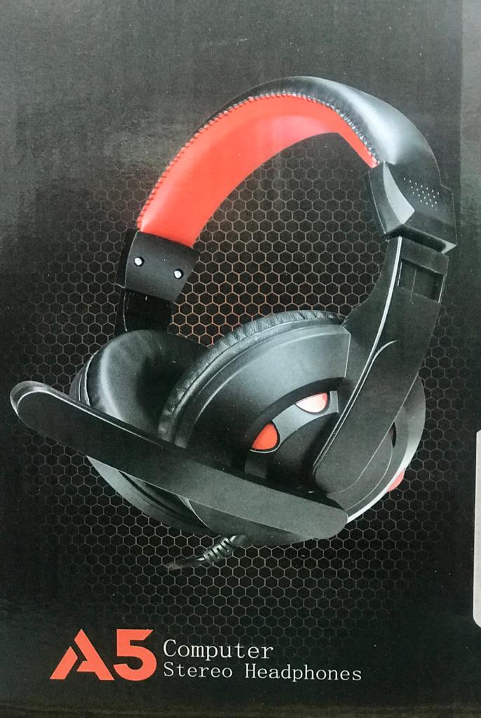 A5 Computer Stereo Headphones Dual Pin Wired Headset With Stick Mic For PC