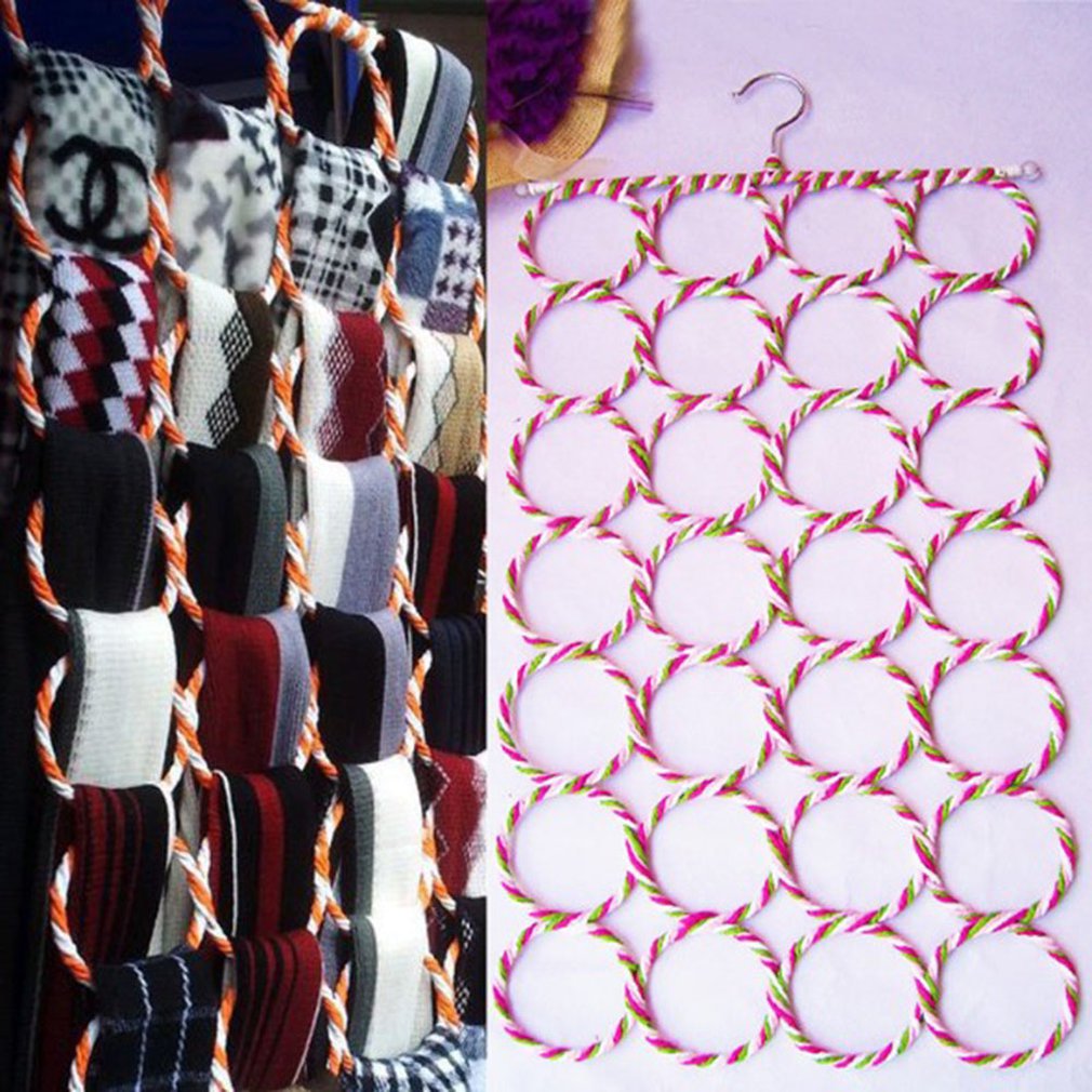 28 Holes Multifunction Scarf Hanger Multi Scarves Display Ties Belt Organizer Storage Holder