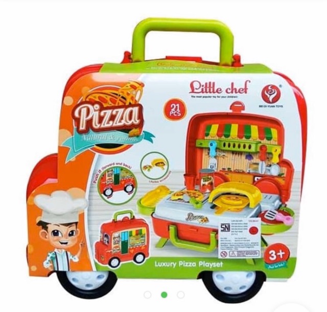 (21pcs) Luxury Pizza Car Pretend Play Moving Van Pizza Shop Toys For Boys & Girls