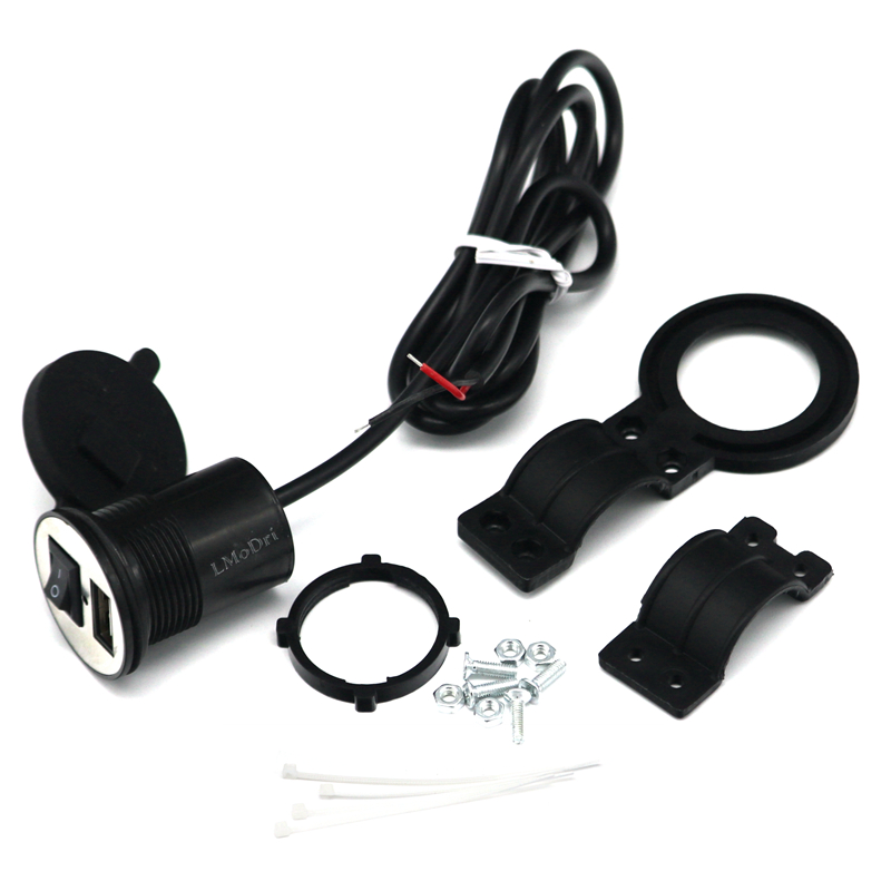 2pcs Motorcycle Electric Bicycle Handlebar Waterproof USB Charger For Phone