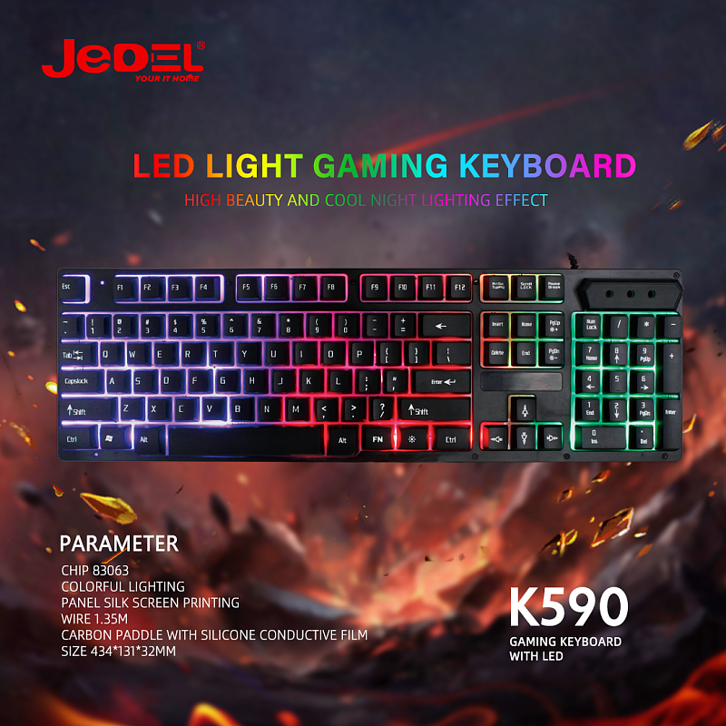 Jedel K590 LED RGB Backlight Wired Gaming Keyboard