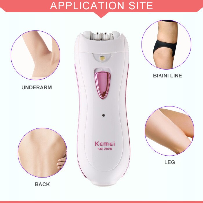 Kemei KM-290R Rechargeable Electric Hair Removal Device Female Device For Facial Armpit Body Parts