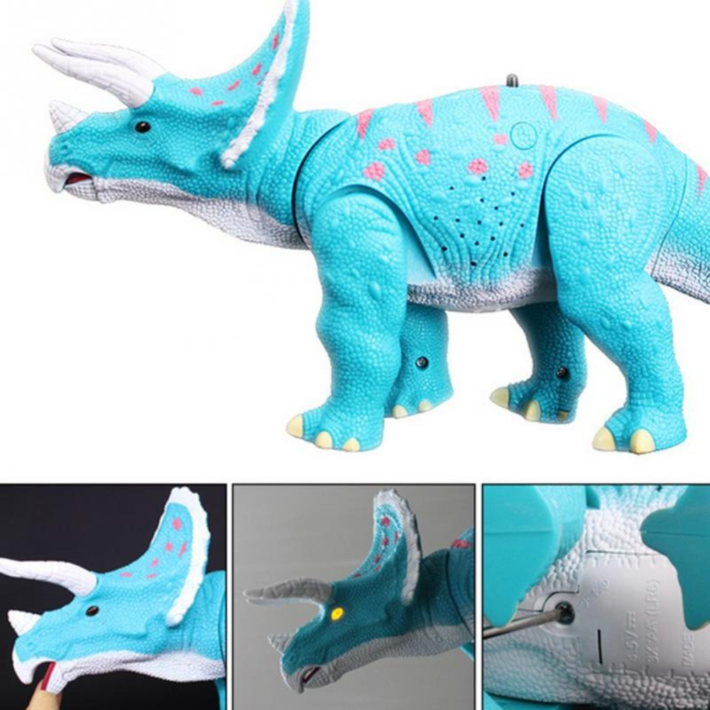 Hand-Operated Remote Control Triceratops RC Walking With Shaking Head Light Up Eyes And Sounds