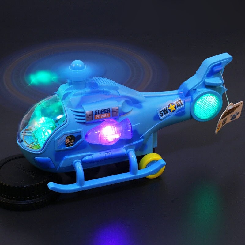 Electric Fighter Aircraft Children Music Flashing Wing Rotation Helicopter Toy For Kids