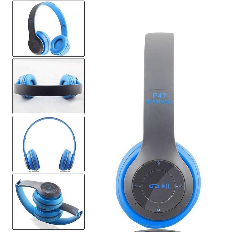 Bluetooth Wireless Stereo Headset Outdoor Sports Subwoofer Headphones, Blue Color