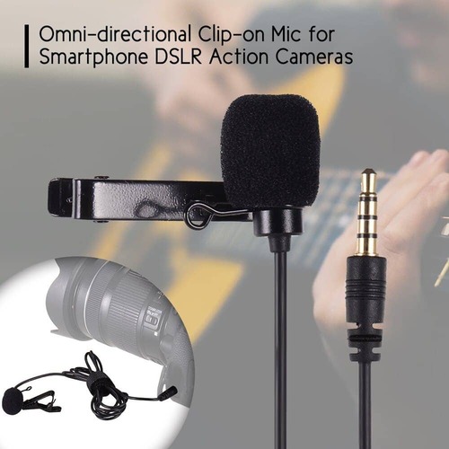Lavalier Microphone Omni-Directional Clip-On Mic With Cable